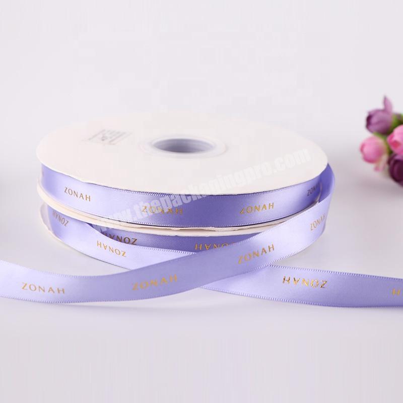Factory Direct 3cm 100% Polyester Satin Ribbon Packing Gift With Logo Customized Gold Foil Ribbon