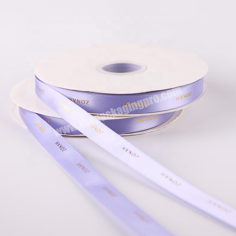 Factory Direct 3cm 100% Polyester Satin Ribbon Packing Gift With Logo Customized Gold Foil Ribbon