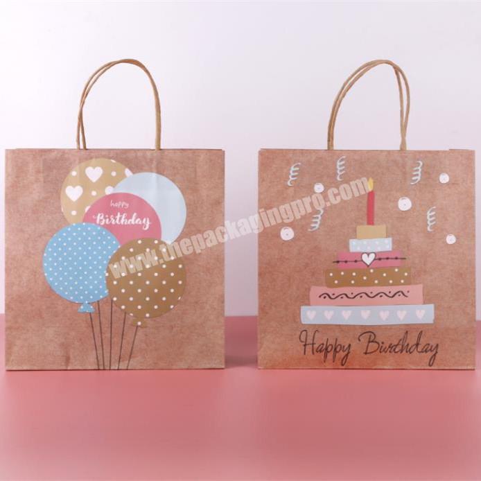 Factory direct birthday brown paper bag simple cake printing gift bag