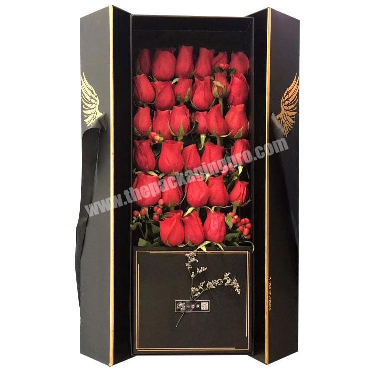 Factory direct double open door flower gift box with ribbon jewelry Valentine's Day fresh flower gift box