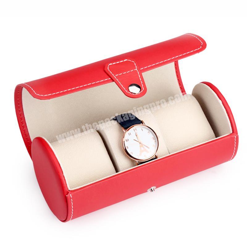 Factory Direct Special Design Gift Watch Organizer Case Stylish Travel Watch Box Case With Metal button