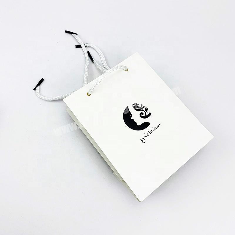 Factory directly white cardboard printed small jewelry paper gift bags with rope handles