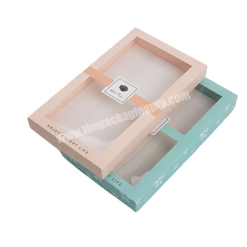 Factory full color custom logo clothes packaging box with transparent PVC window underwear box sock gift box packaging