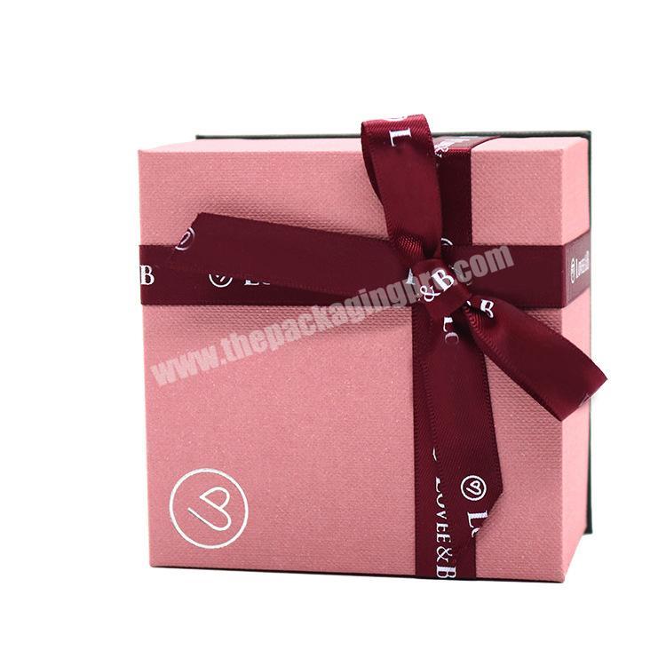 factory high quality custom pink packing box with ribbon
