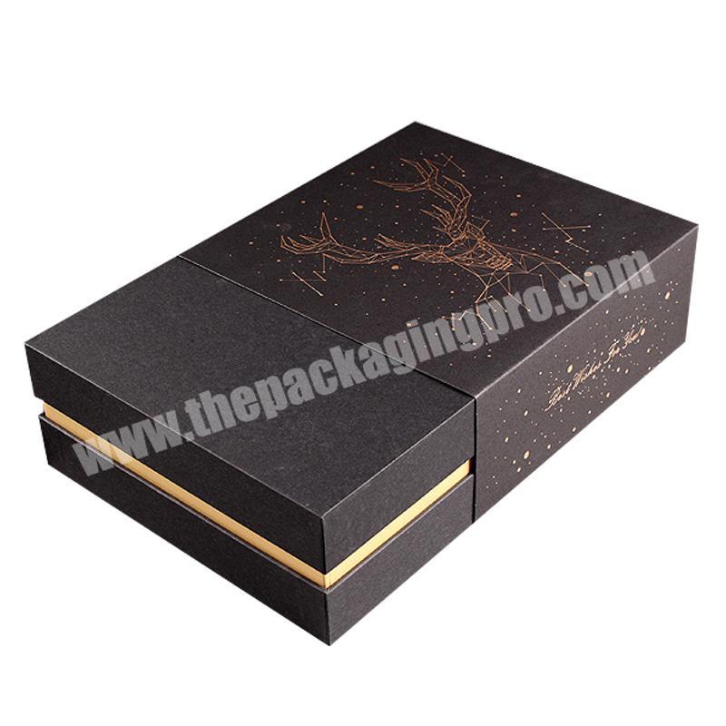 Factory hot wholesale Amazon Ebay custom black magnetic gift box with hot stamping