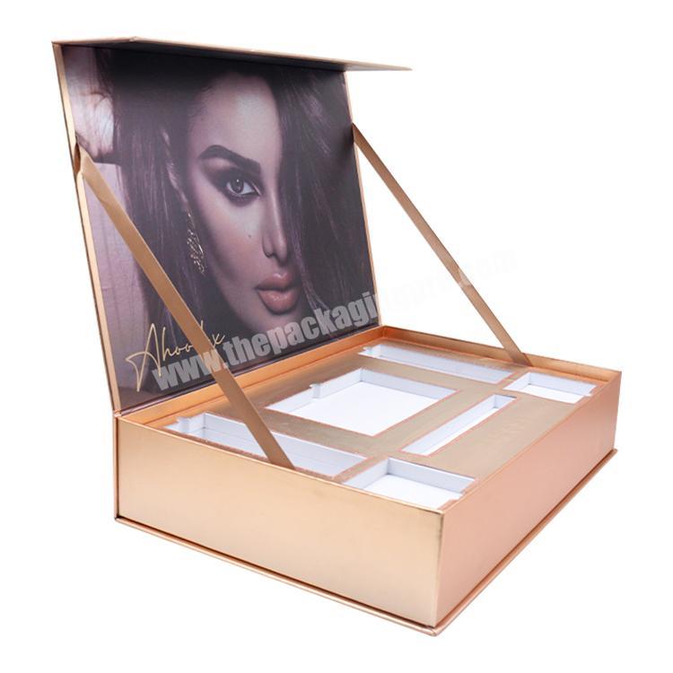 Factory Luxury Fancy Magnetic Flip Top Collapsible Gift Box Cosmetics Packaging