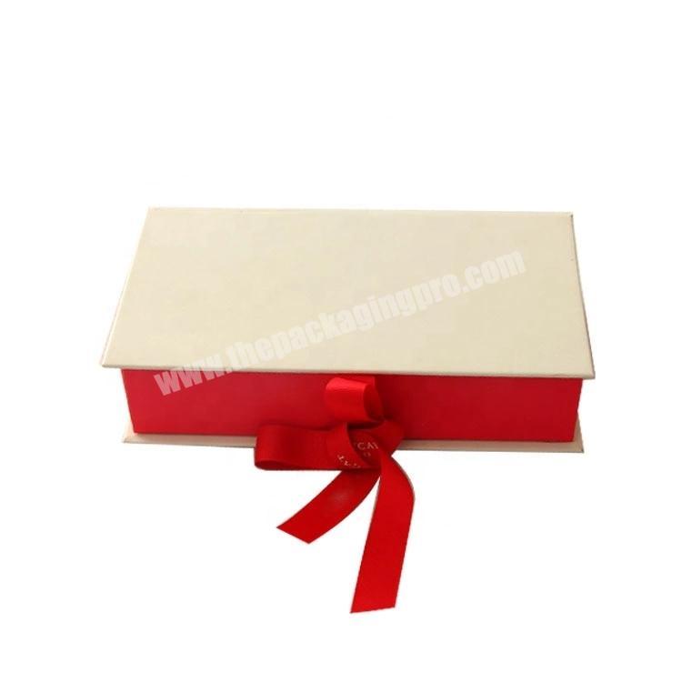 Factory-made magnet folding box with ribbon high-end cosmetic gift box