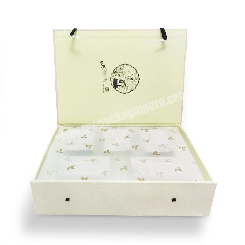 Factory-made square white tea box packaging with magnetic seal