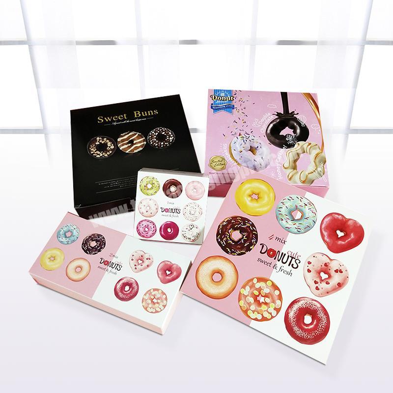 Factory ODM customized donut box paper donut packaging box donut box packaging with clear window  and logo