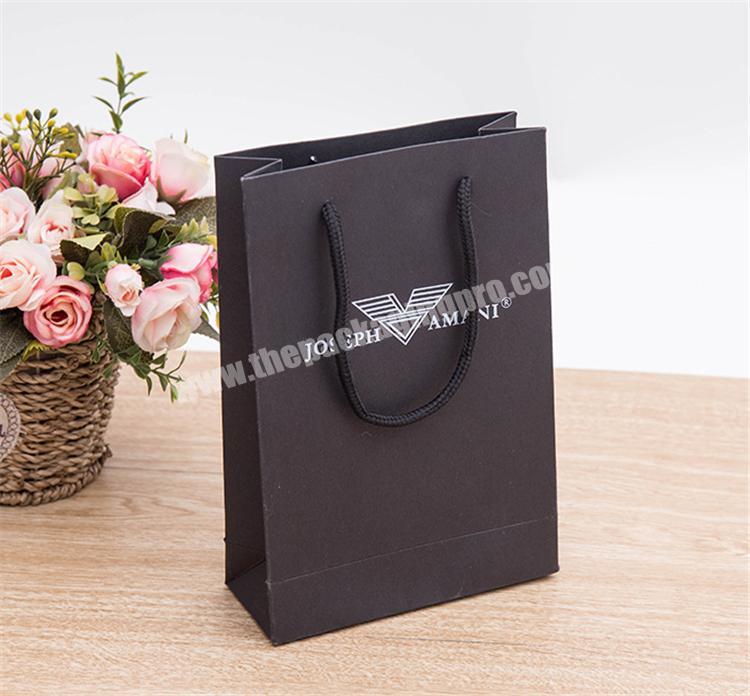 Factory OEM custom luxury brands black print gift paper bag