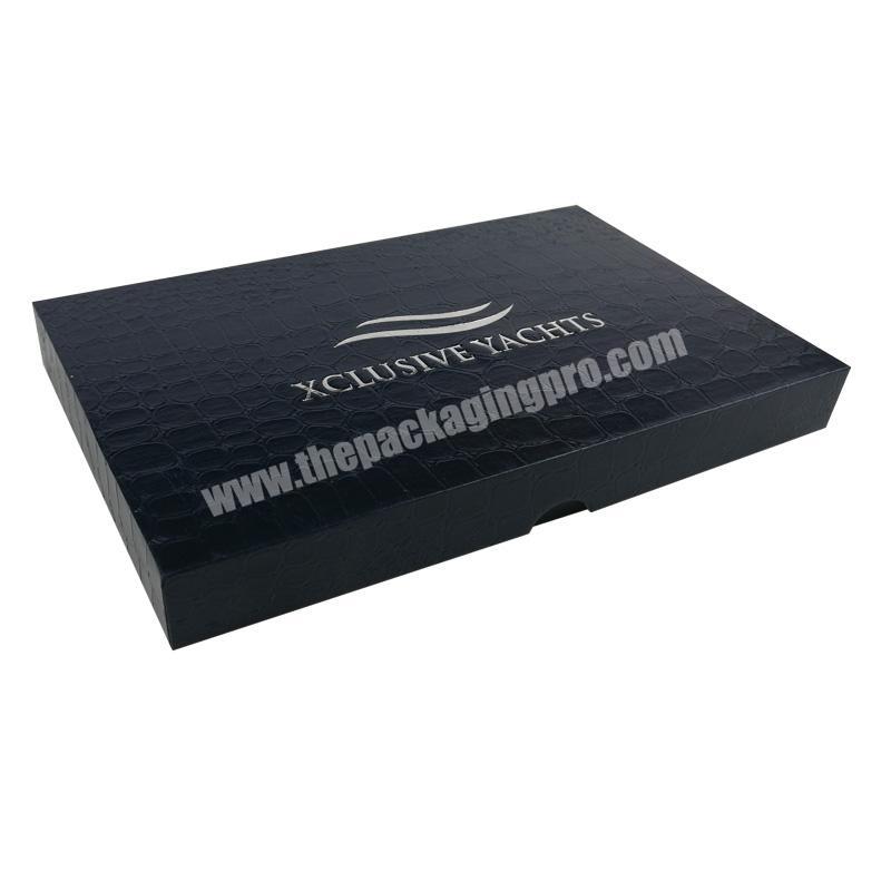 Factory Personalized Blue Special Texture Package Box Silver Stamp Logo