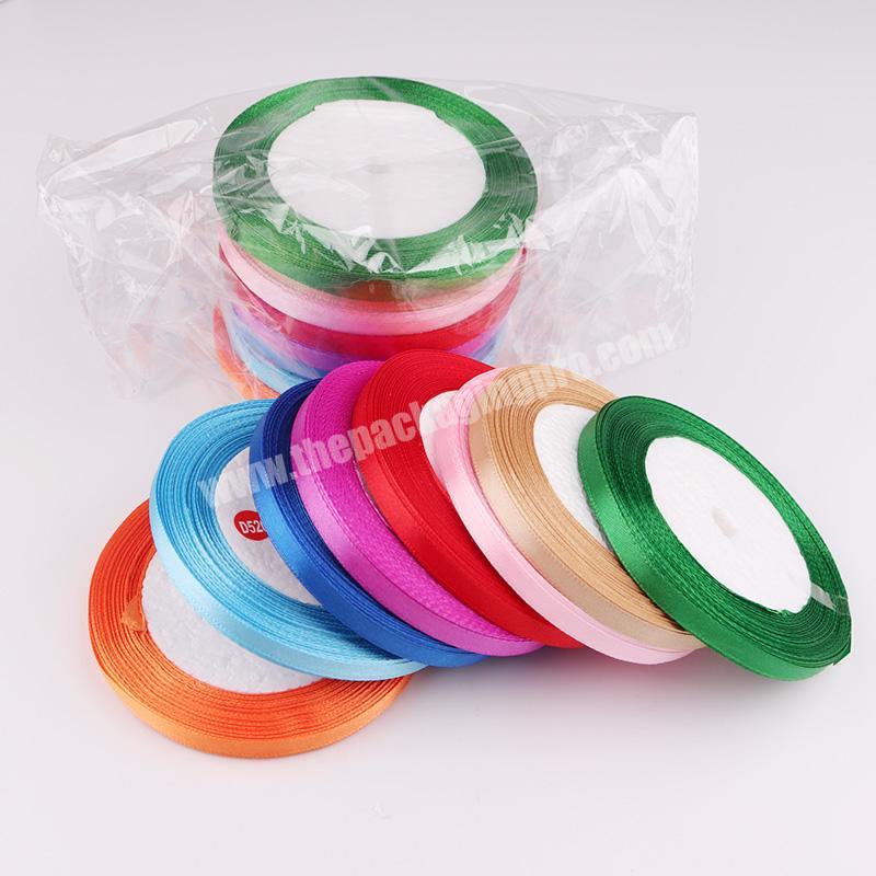 Factory Polyester Solid Color 25 YardsRoll Customized Available Single Faced 14 Inch  6MM Satin Ribbon