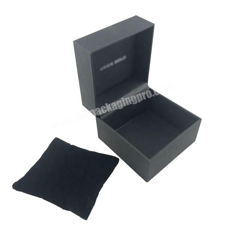 Factory price black OEM custom logo hinged gloss leather watch box handmade watch storage packaging