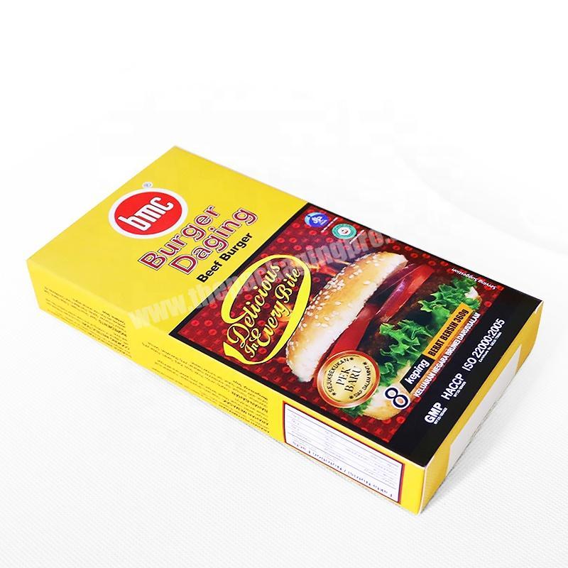 Factory price custom frozen beef chicken burger paper packaging box