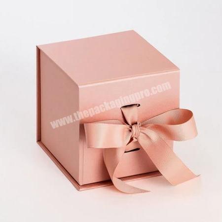 Factory Price Custom Logo Small Magnetic Packaging Cardboard Matte Pink Bracelet Gift Jewelry Box with your Logo