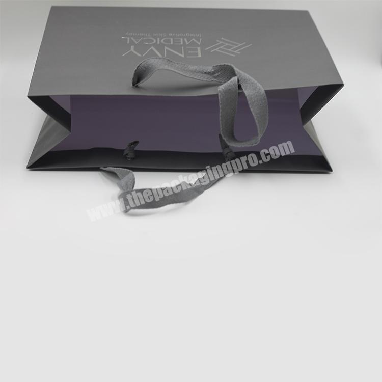 Factory price handle cute kraft custom logo printing drawstring black gift paper packaging jewelry bag