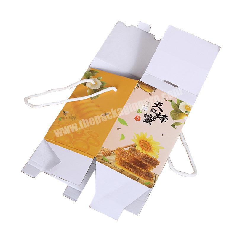 Factory Price Honey packaging handle paper box customized corrugated board box colorful printing paper box