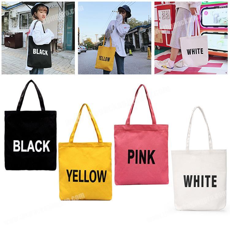 Factory price letter printing ladies duty cotton environmental shopping canvas tote bags with zipper