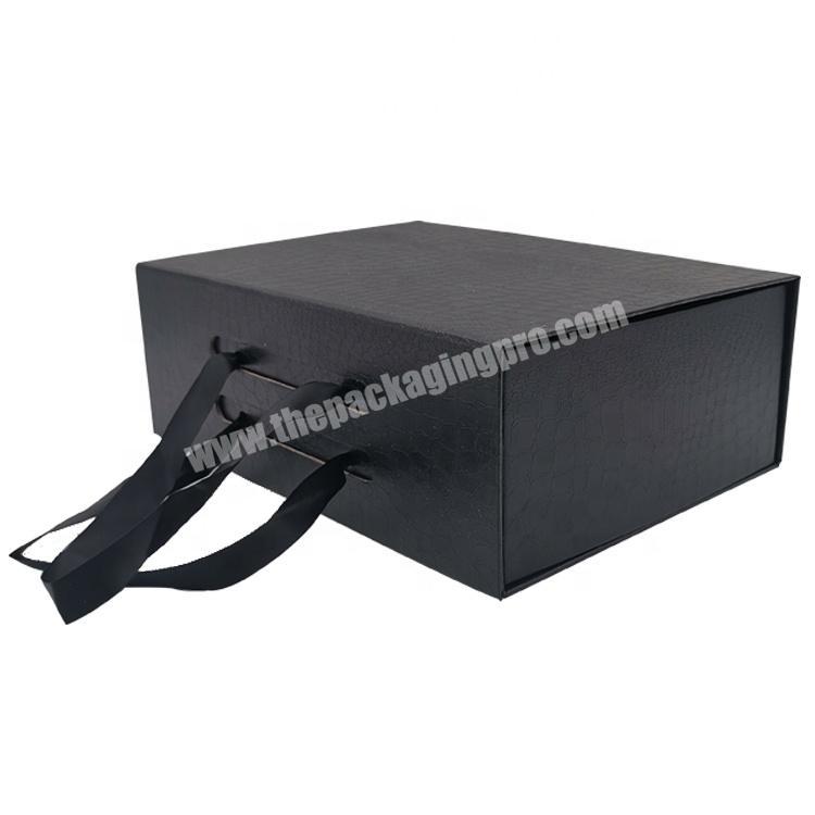 Factory Price Luxury Black Color Gift Garment Magnet Box With Ribbon,Wedding Dress Packaging Boxes