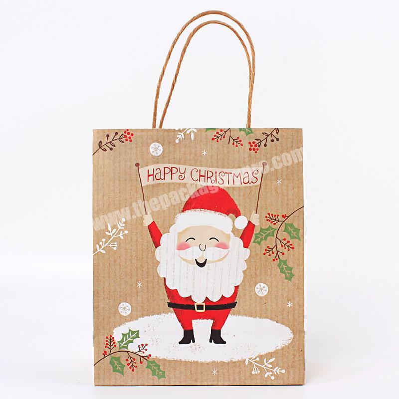 Factory price Xmas gift kraft paper bags with your own logo
