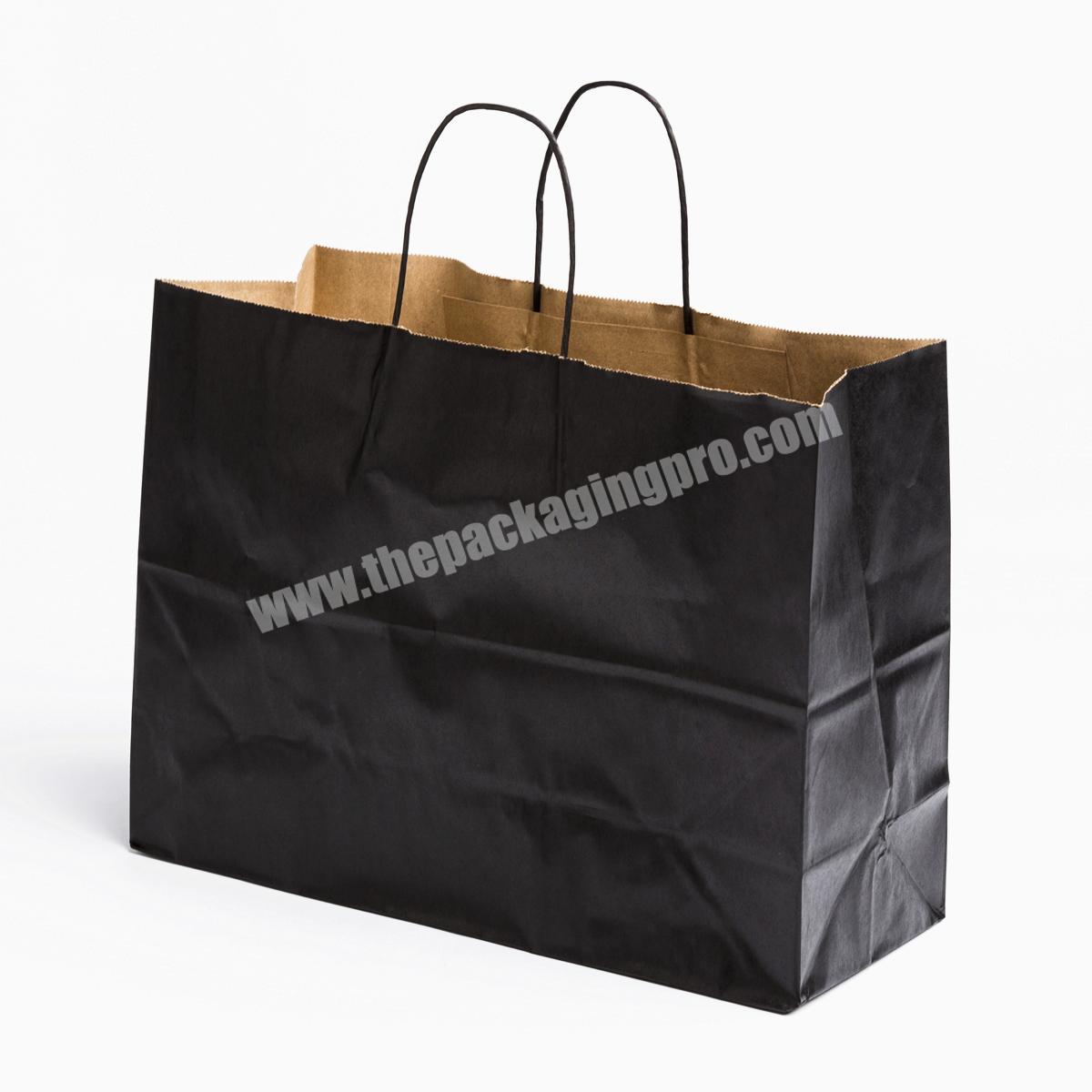 Factory Sale Black Craft Packaging Paper Bag Tote Carrier Shopping Bags Factory Wholesale