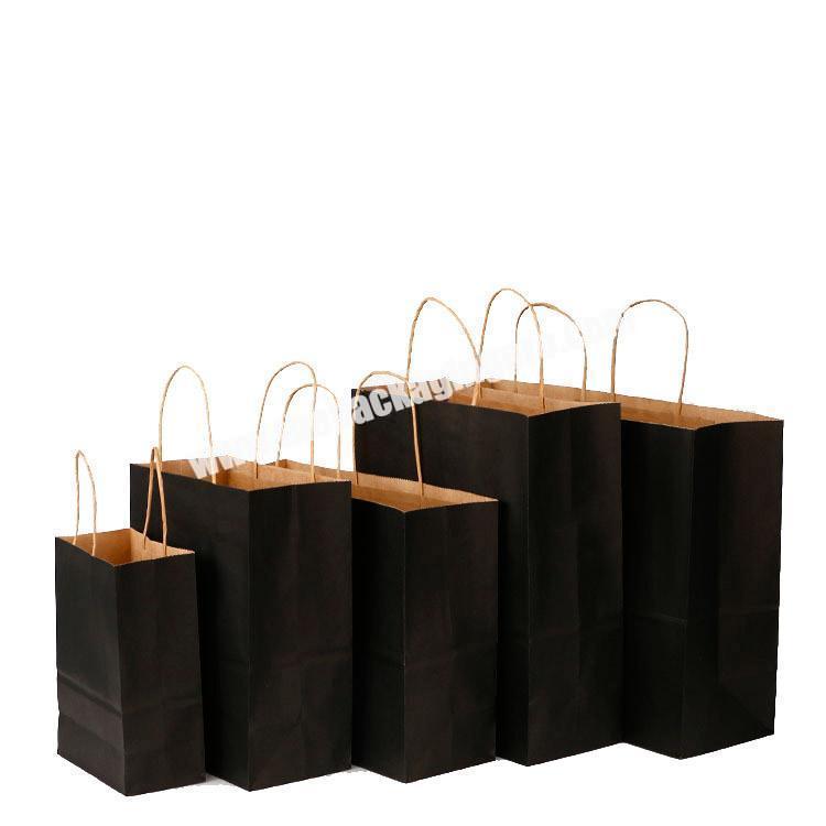 Factory Supplier Cheap Price  Eco-friendly Kraft Paper Bags With Your Own Logo Black shopping bag  with handle