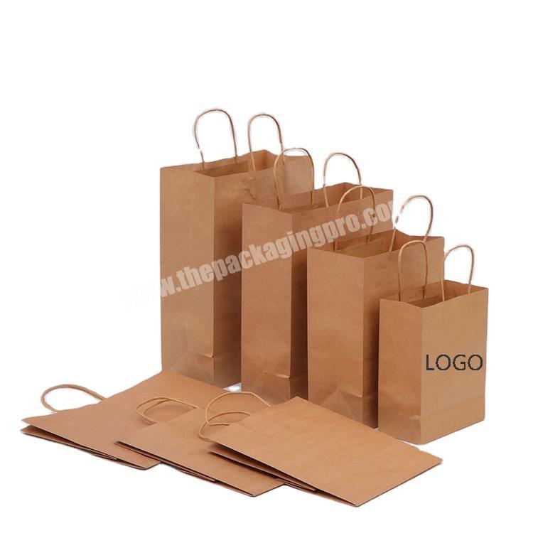 Factory  Supplier Custom Logo Brown Kraft Paper Bags with handles