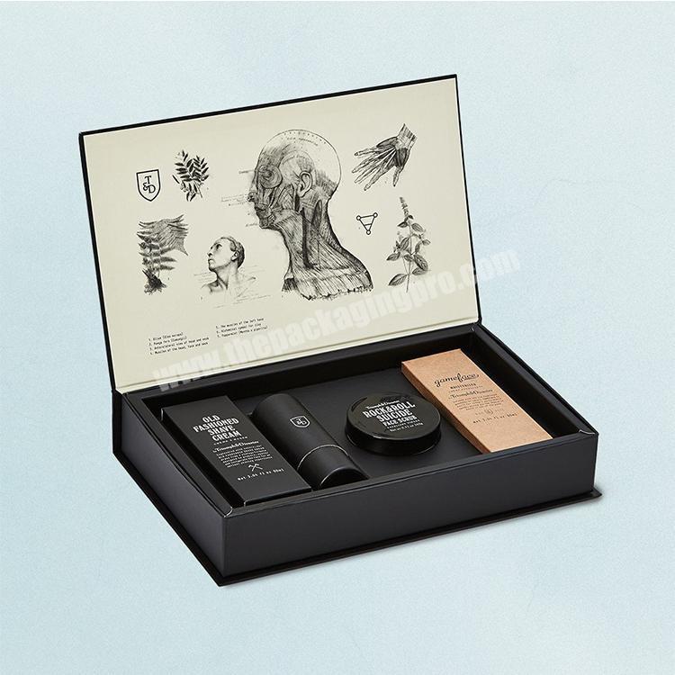 factory supplier luxury black magnetic skin care box packaging