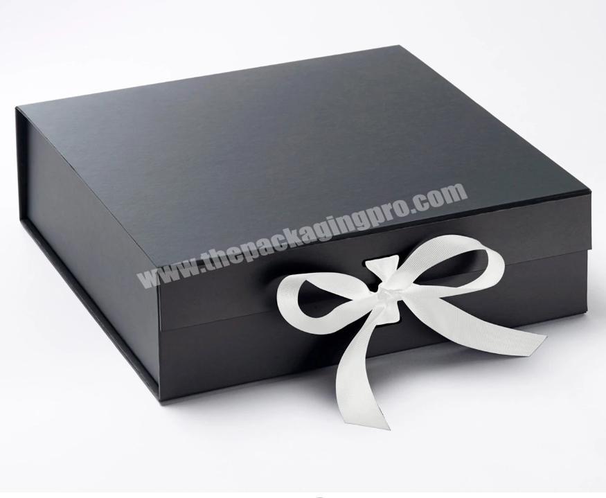 Factory Supply Discount Price Black Gift Box Paper With Ribbon Closure
