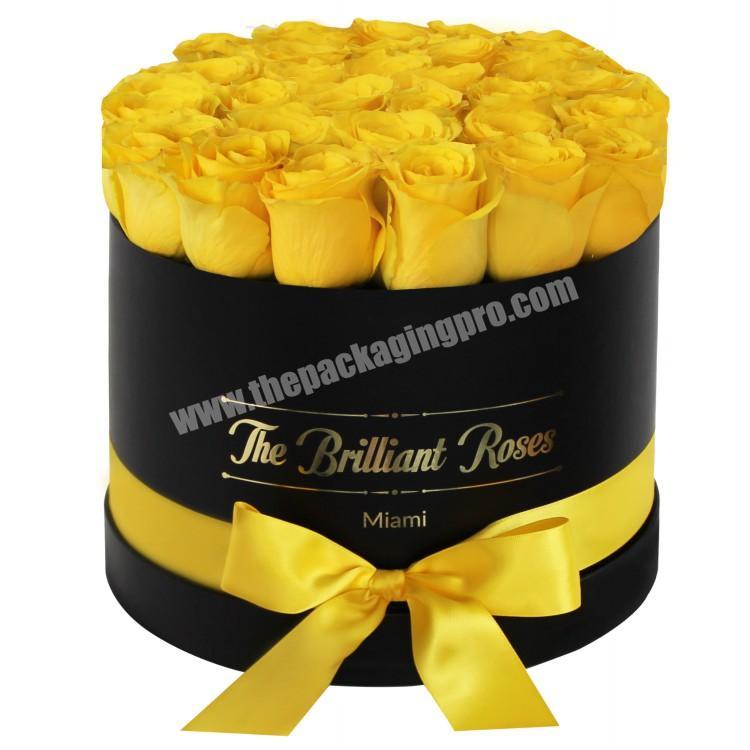factory supply flower box luxury packaging matt black round box flower