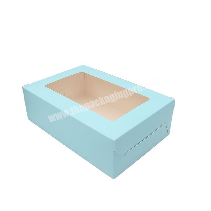 Factory wholesale Light blue tissue packing paper box plastic window opening cardboard box removeable lid box