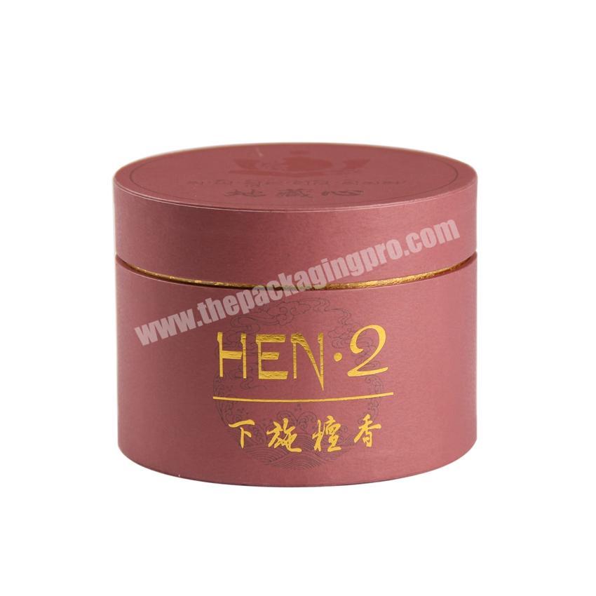 Factory wholesale red gold stamping round luxury paper candle gift box candle packing box