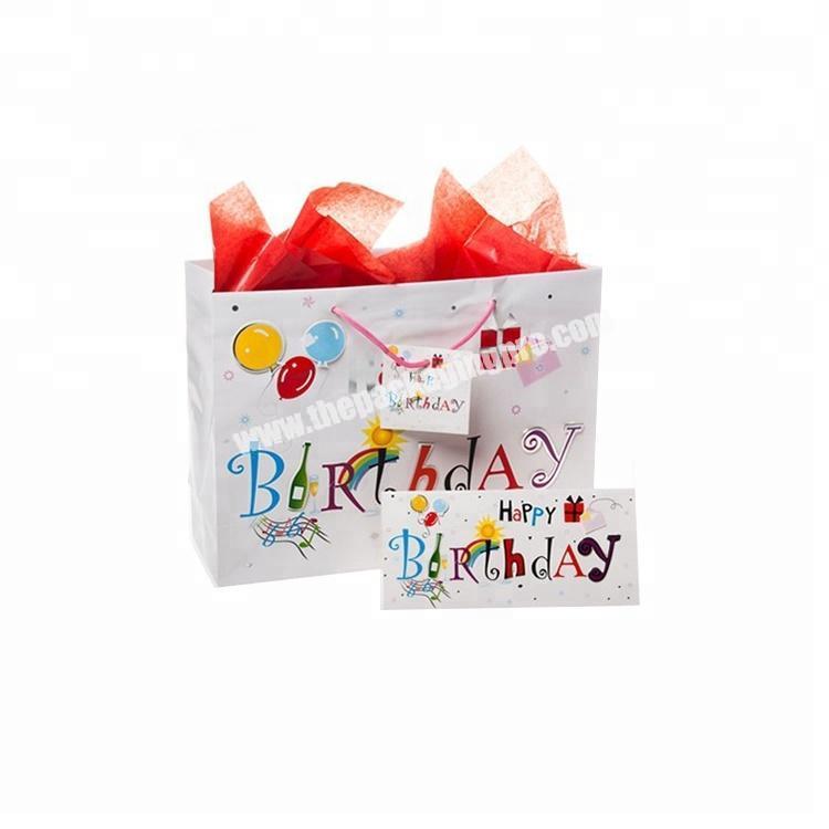 Fancy Birthday mini quality paper packaging gift bag with gift card