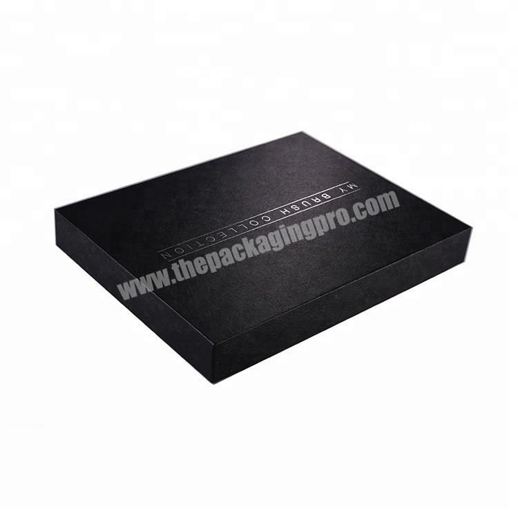 Fancy black texture paper cardboard box custom makeup brush packaging