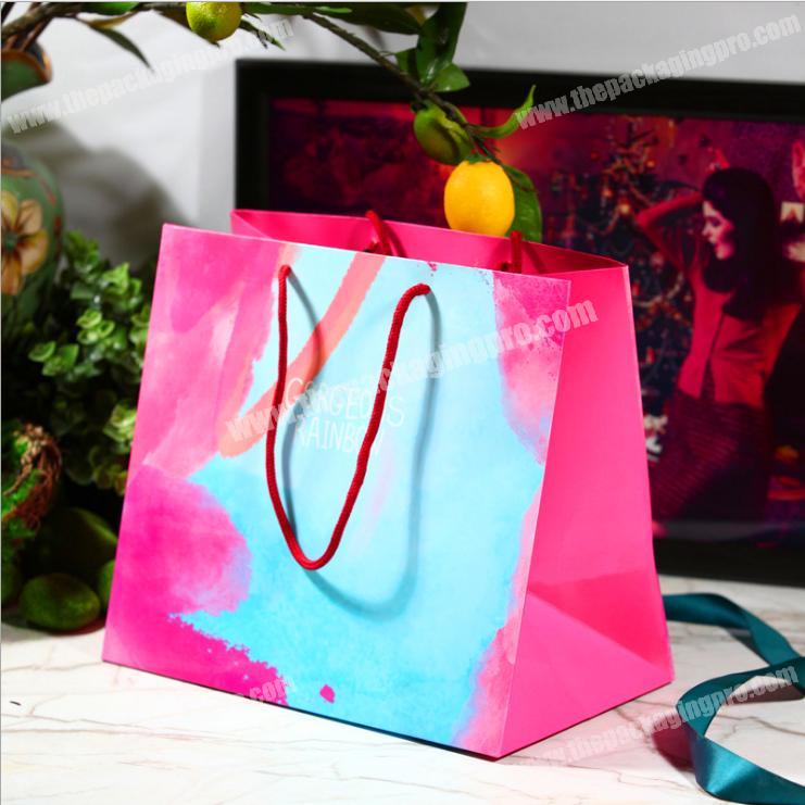 fancy cheap European style high-end clothing store paper bag personalized creative pink gift bag