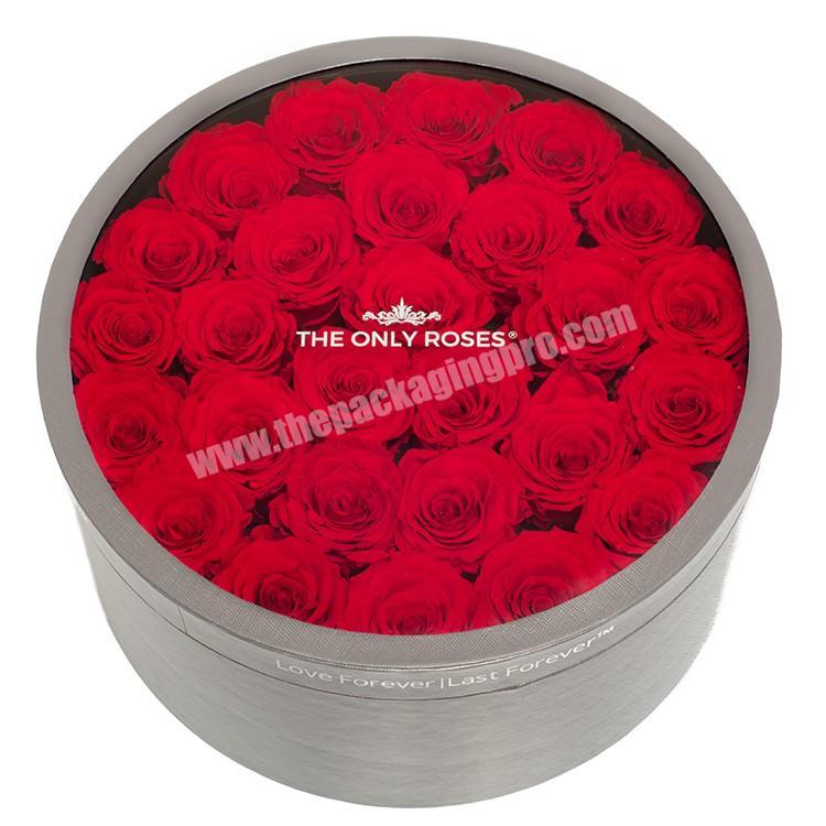 fancy competitive cardboard cylinder flower box with big see through window