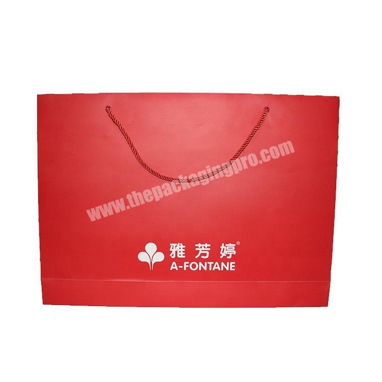 Fancy Customized red Printed Luxury drawstring gift Paper bags Shopping gift Bag