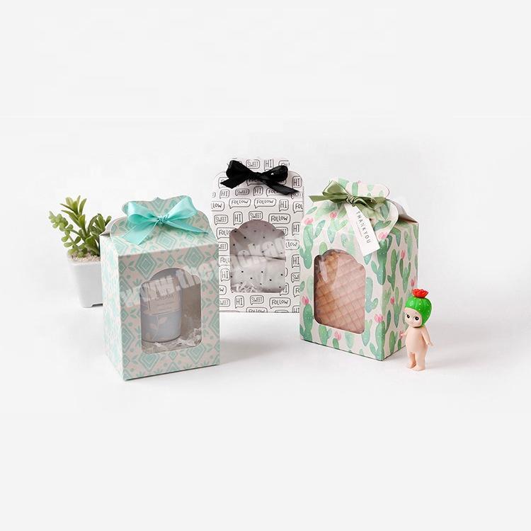 Fancy cute small foldable paper candy box with pvc window