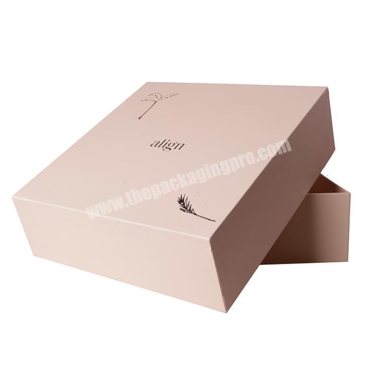 Fancy design pink customized square women cloth packaging box lid and base shirt packaging box with logo gold foil