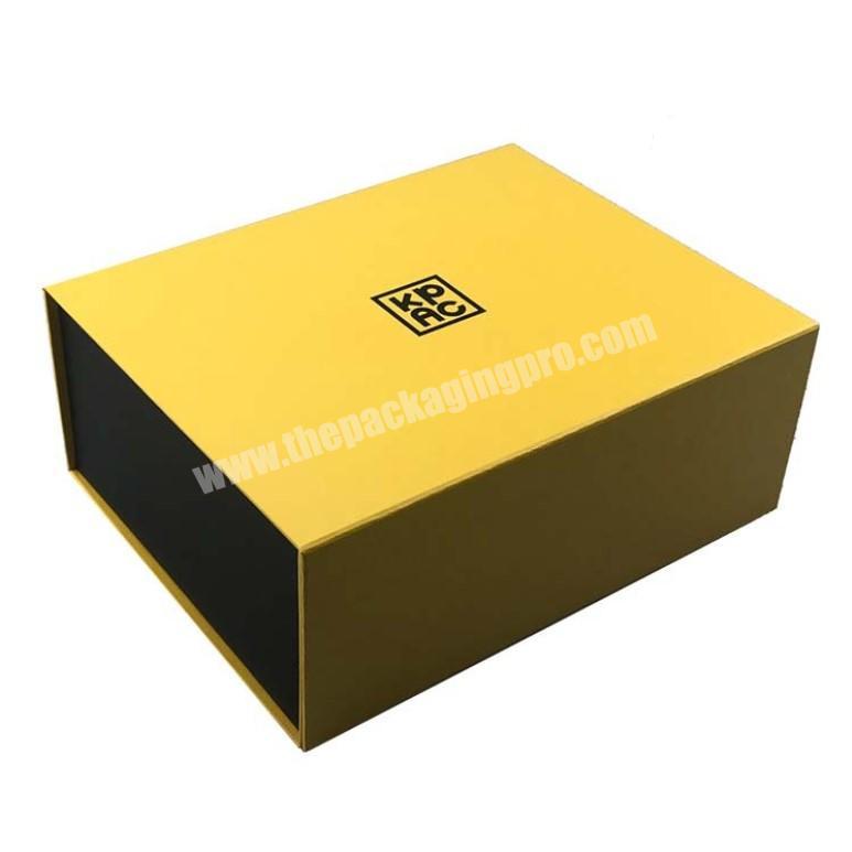 Fancy design yellow color packaging foldable paper gift box with custom logo