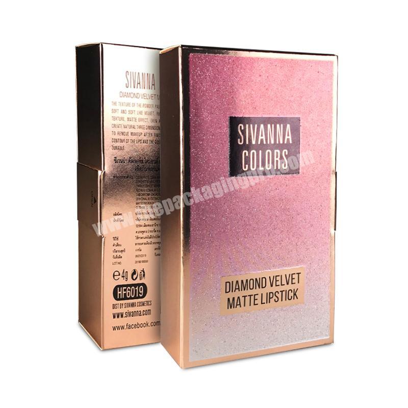 fancy pink glitter paper cosmetic eyelash lipstick nail polish gift packaging box