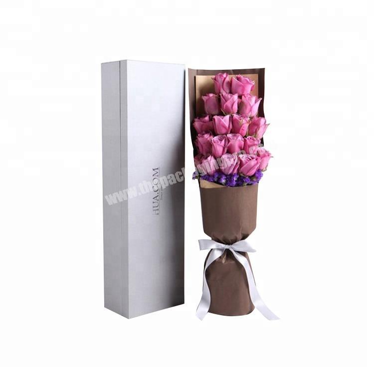 Fancy rectangle flowers delivery silver packing boxes for gift with hot stamping
