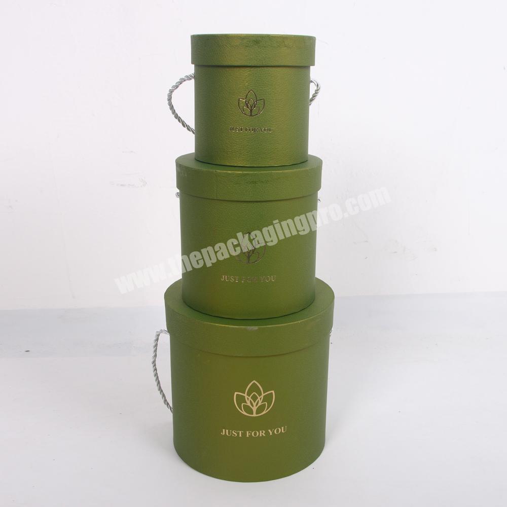Fancy Round Paper Bucket Packaging Flower Box With Ribbon