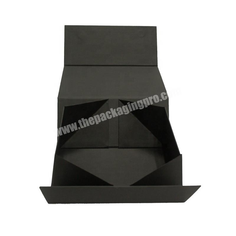 Fancy Top Grade Empty Rigid Foldable Matt Black Packaging Box For T-Shirt