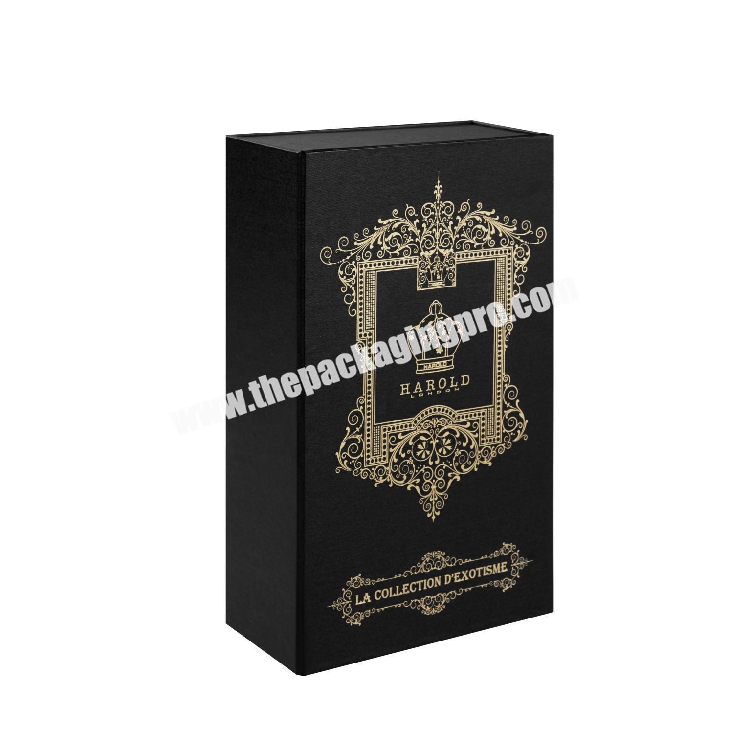 Fantastic Style direct sales cheap perfume display boxes black and gold Rigid gift box