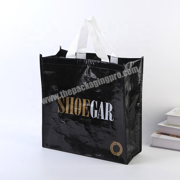 Fashion black moisture-proof waterproof coated non-woven fabric clothing shopping tote bag