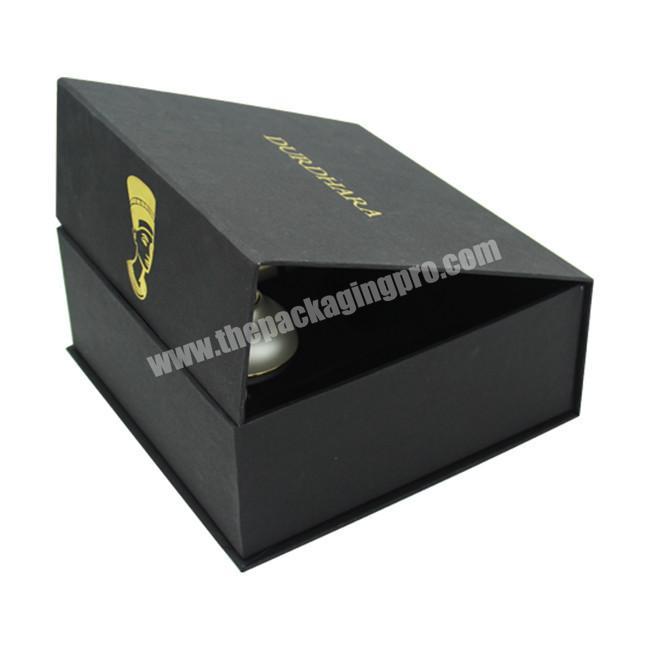 Fashion Black Specialty Paper Wrapped Cosmetic Packaging Boxes with Gold Foil Stamping