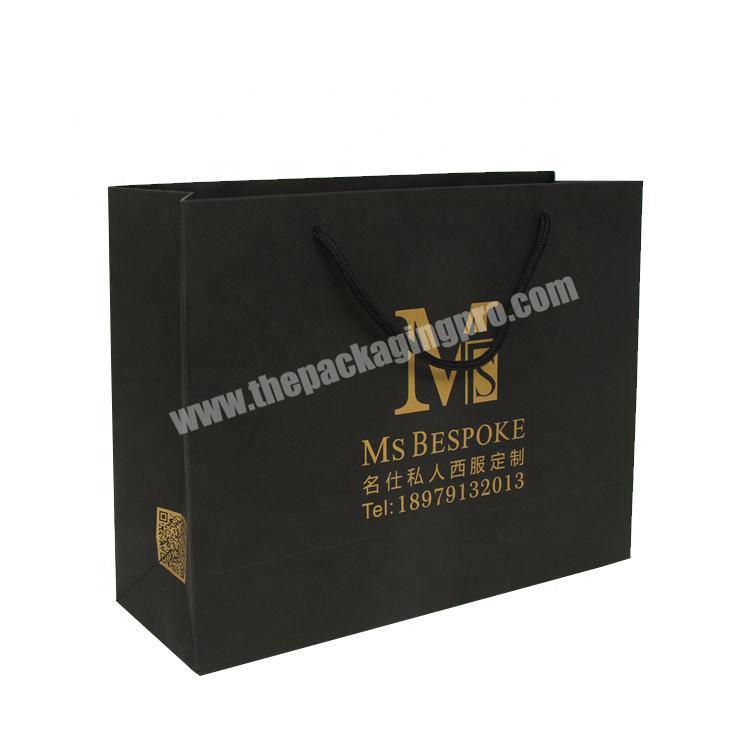 fashion custom logo shopping packaging black kraft paper bag