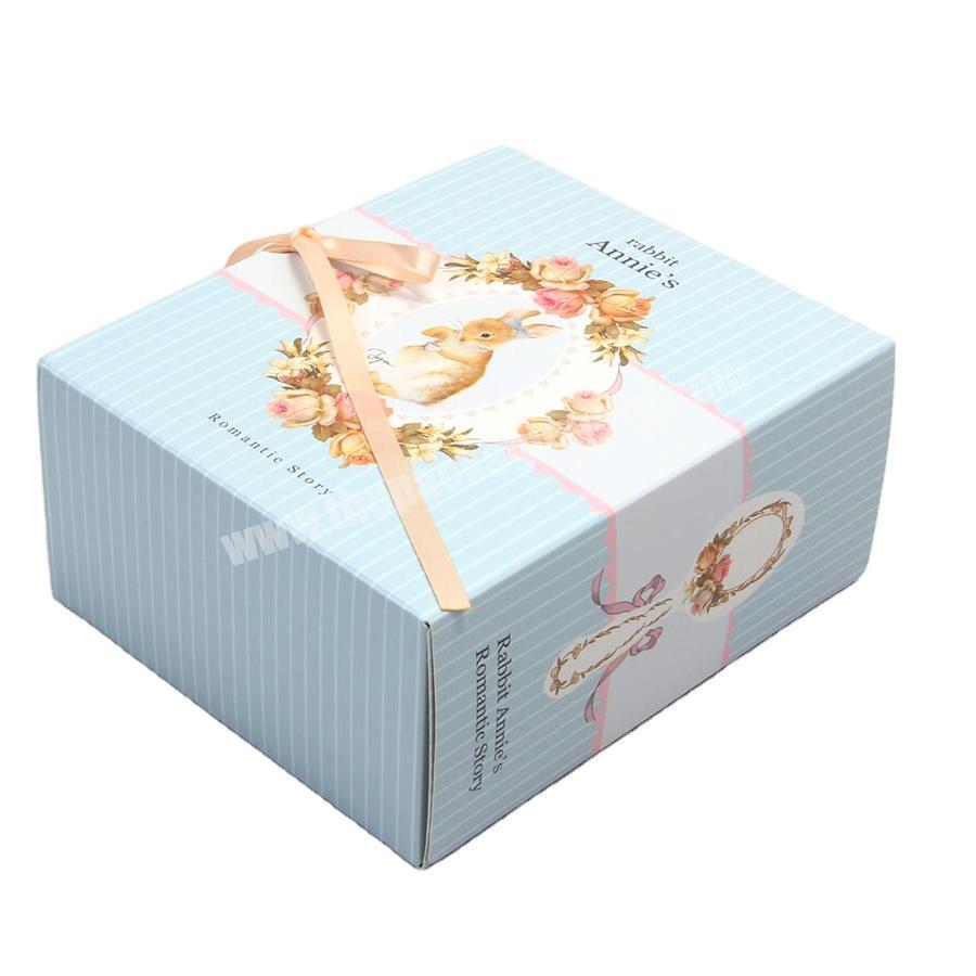 Fashion Design Small Cardboard T-shirt Clothing Garment Packaging box with Ribbon