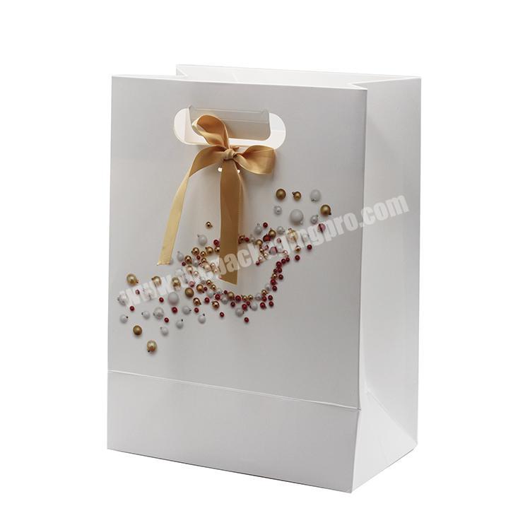 Fashion luxury design custom size logo print or blank hard coated brown kraft colorful ribbon handle gift paper package box bag